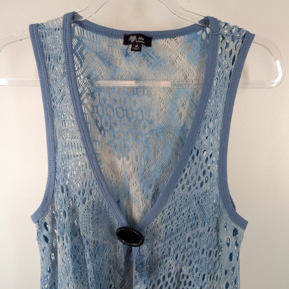 Lily by Firmiana Pastel Blue Knit Lagenlook Sleeveless Sweater Lagenlook Medium - Picture 4 of 10